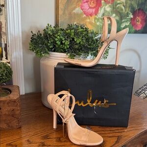 Lulu's EISLEY Nude Blush Open-Toe Stiletto Heels Size - 6 EUC